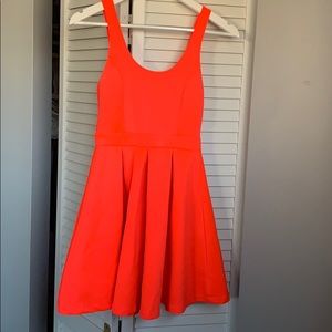 Neon pink/orange skater dress